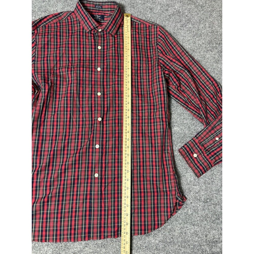 J.CREW Shirt Mens L Red Plaid Long Sleeve Wrinkle Free Button-Down Casual Cotton - Picture 2 of 5
